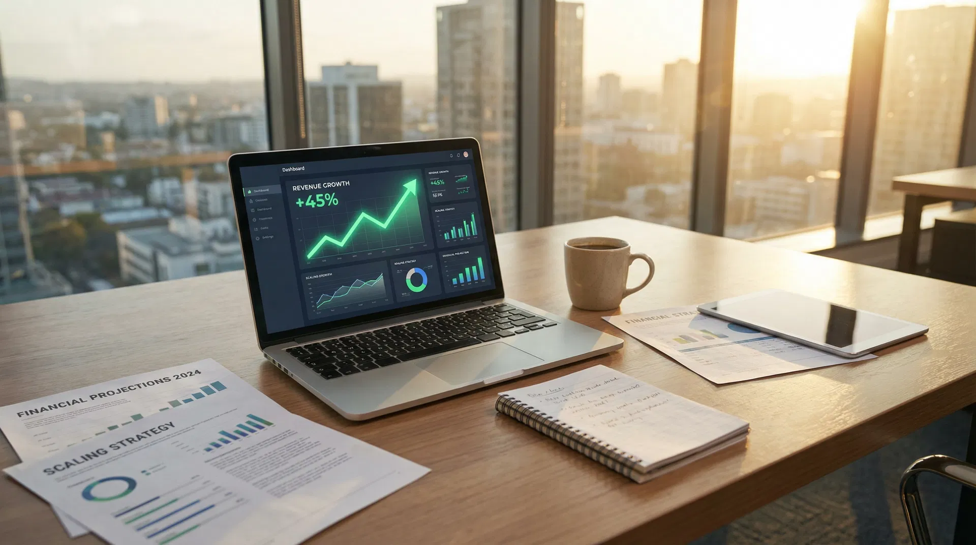Business growth metrics and revenue visualization